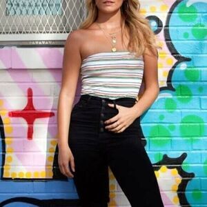 American Eagle Y2K Bright Colorful Rainbow Striped Tube Top Medium